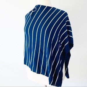 Talbots Navy and White Stripes Poncho